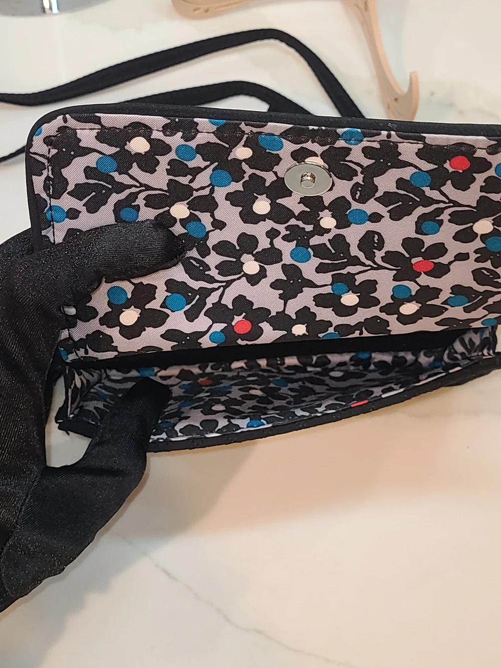 Vera Bradley Quilted Patchwork Crossbody in Black, Blue & Pink - Picture 14 of 14